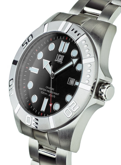 Orologio Light Time Iron Sport L246-A - Uomo, quarzo Miyota, cassa e bracciale acciaio solido 44mm, water resistant 10 ATM - Laterale