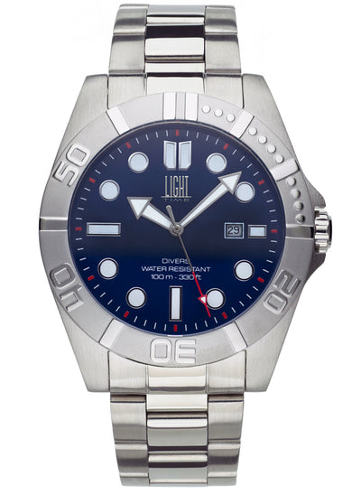 Orologio Light Time Iron Sport L246-B - Uomo, quarzo Miyota, cassa e bracciale acciaio solido 44mm, water resistant 10 ATM - Frontale