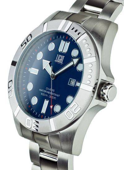 Orologio Light Time Iron Sport L246-B - Uomo, quarzo Miyota, cassa e bracciale acciaio solido 44mm, water resistant 10 ATM - Laterale