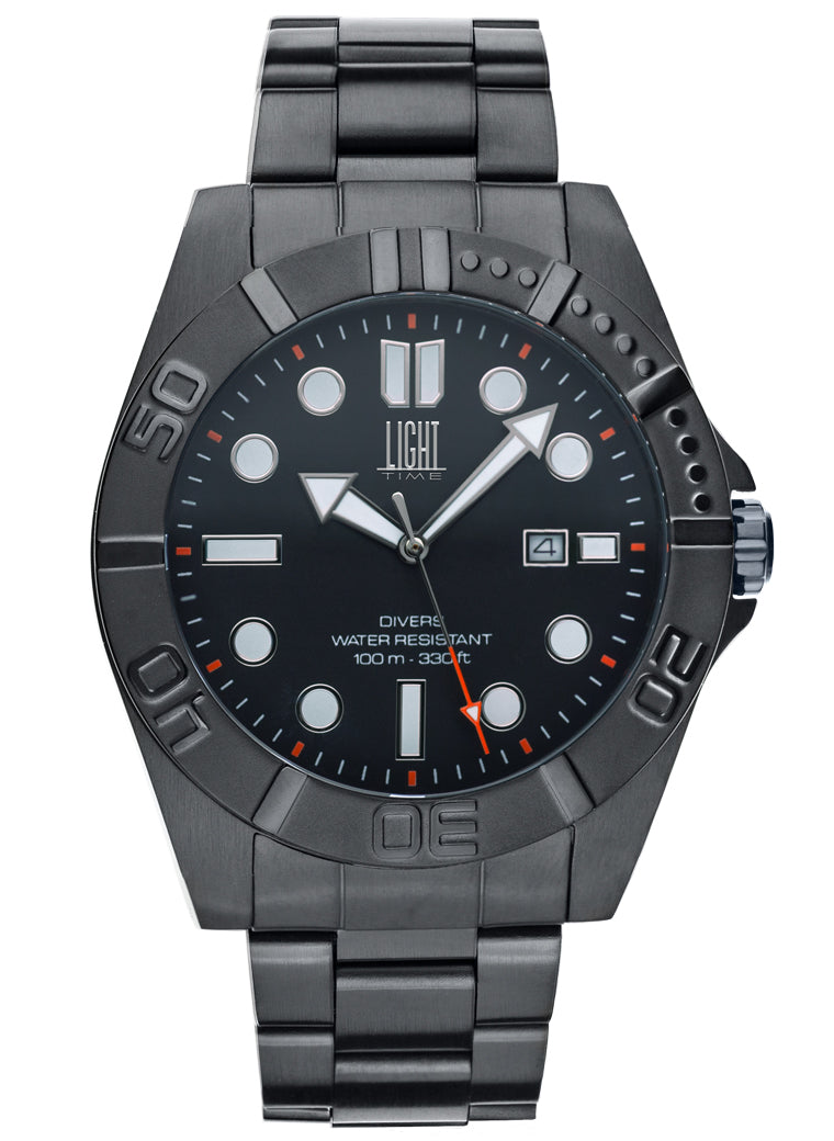 Orologio Light Time Iron Sport L246-N - Uomo, quarzo Miyota, cassa e bracciale acciaio solido 44mm, water resistant 10 ATM - Frontale
