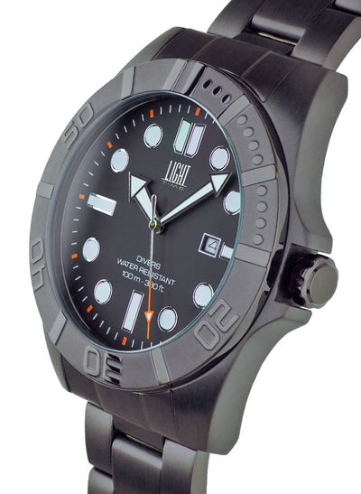 Orologio Light Time Iron Sport L246-N - Uomo, quarzo Miyota, cassa e bracciale acciaio solido 44mm, water resistant 10 ATM - Laterale