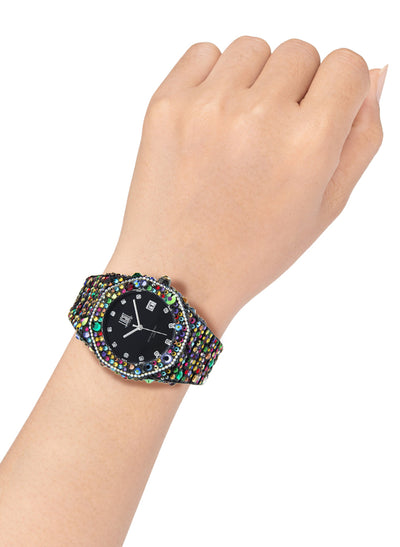 Orologio Light Time Mediterraneo L-508-NE-2 - orologio donna diametro 40mm, 680 cristalli Preciosa, quadrante bianco, bracciale in policarbonato - Laterale
