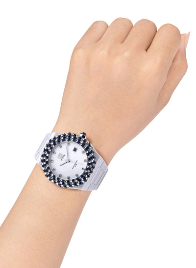 Orologio Light Time Mediterraneo L-509-BI-2 - orologio donna diametro 40mm, ghiera 200 cristalli Preciosa, quadrante bianco, bracciale in policarbonato - Dettaglio