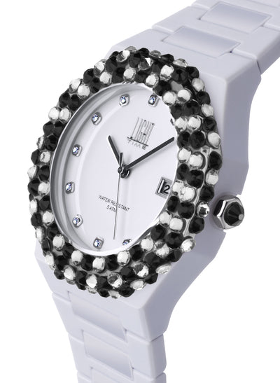 Orologio Light Time Mediterraneo L-509-BI-2 - orologio donna diametro 40mm, ghiera 200 cristalli Preciosa, quadrante bianco, bracciale in policarbonato - Laterale