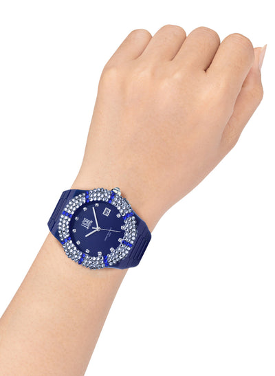 Orologio Light Time Mediterraneo L-509-BL-5 - orologio donna diametro 40mm, ghiera 200 cristalli Preciosa, quadrante blu, bracciale in policarbonato - Dettaglio