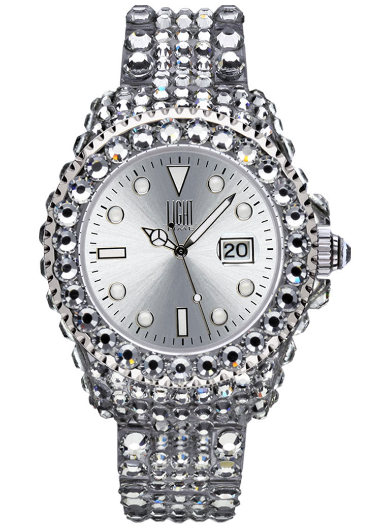 Orologio Light Time Mediterraneo L602A - orologio donna diametro 39mm, 380 cristalli Preciosa, cassa e bracciale in policarbonato - Frontale