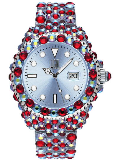 Orologio Light Time Mediterraneo L602E - orologio donna diametro 39mm, 380 cristalli Preciosa, cassa e bracciale in policarbonato - Frontale