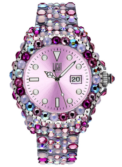 Orologio Light Time Mediterraneo L602F - orologio donna diametro 39mm, 380 cristalli Preciosa, cassa e bracciale in policarbonato - Frontale