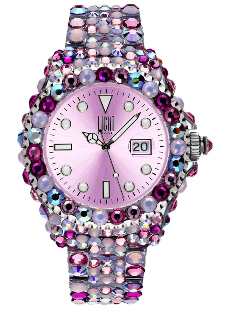 Orologio Light Time Mediterraneo L602F - orologio donna diametro 39mm, 380 cristalli Preciosa, cassa e bracciale in policarbonato - Frontale