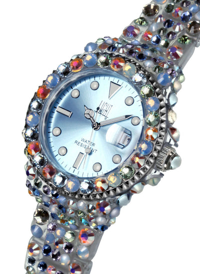 Orologio Light Time Mediterraneo L602H - orologio donna diametro 39mm, 380 cristalli Preciosa, cassa e bracciale in policarbonato - Laterale