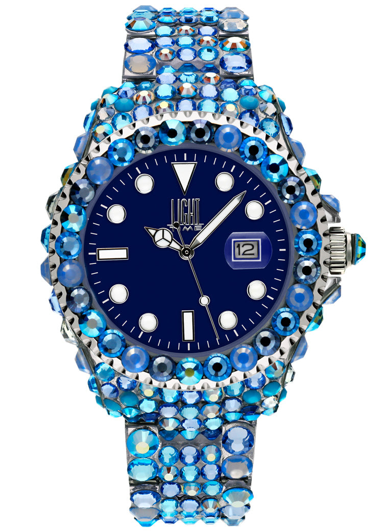 Orologio Light Time Mediterraneo L602I - orologio donna diametro 39mm, 380 cristalli Preciosa, cassa e bracciale in policarbonato - Frontale