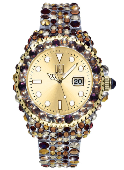 Orologio Light Time Mediterraneo L602K - orologio donna diametro 39mm, 380 cristalli Preciosa, cassa e bracciale in policarbonato - Frontale