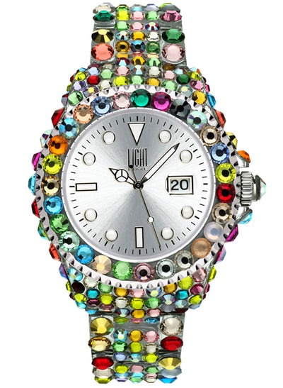 Orologio Light Time Mediterraneo L602N - orologio donna diametro 39mm, 380 cristalli Preciosa, cassa e bracciale in policarbonato - Frontale