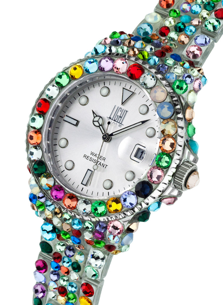 Orologio Light Time Mediterraneo L602N - orologio donna diametro 39mm, 380 cristalli Preciosa, cassa e bracciale in policarbonato - Laterale