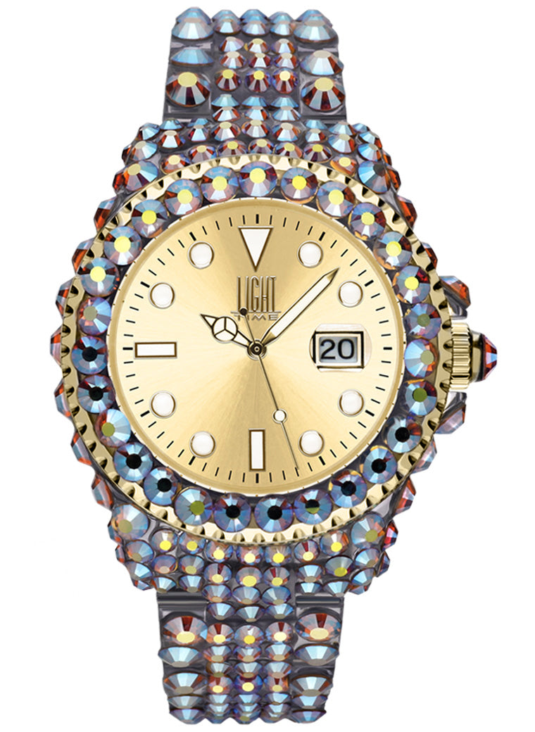 Orologio Light Time Mediterraneo L602O - orologio donna diametro 39mm, 380 cristalli Preciosa, cassa e bracciale in policarbonato - Frontale