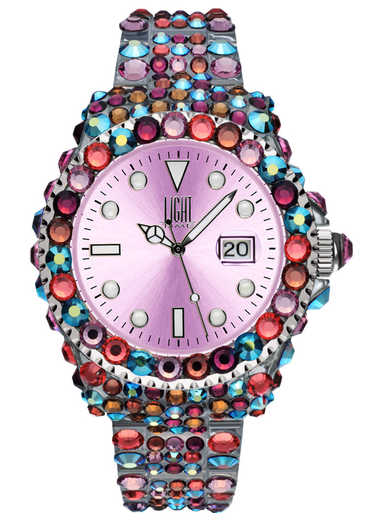 Orologio Light Time Mediterraneo L602U - orologio donna diametro 39mm, 380 cristalli Preciosa, cassa e bracciale in policarbonato - Frontale