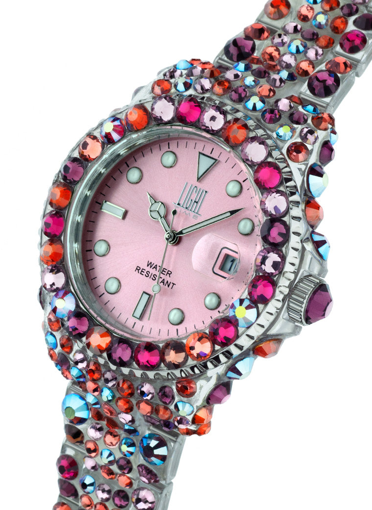 Orologio Light Time Mediterraneo L602U - orologio donna diametro 39mm, 380 cristalli Preciosa, cassa e bracciale in policarbonato - Laterale