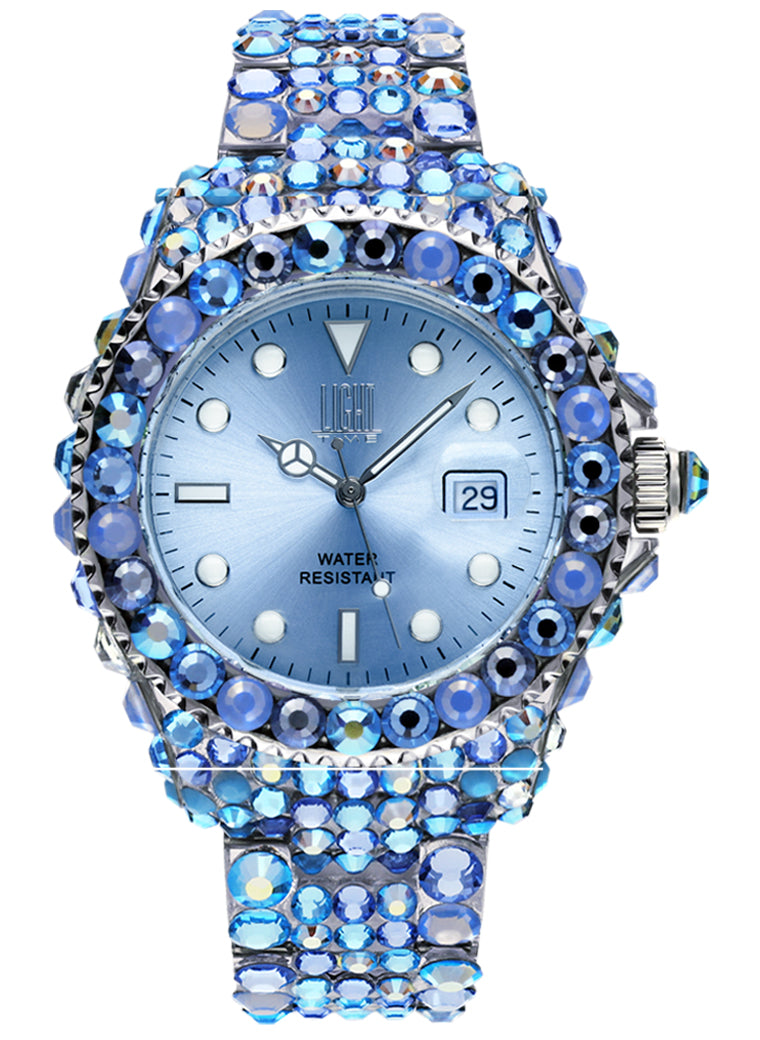 Orologio Light Time Mediterraneo L602Y - orologio donna diametro 39mm, 380 cristalli Preciosa, cassa e bracciale in policarbonato - Frontale