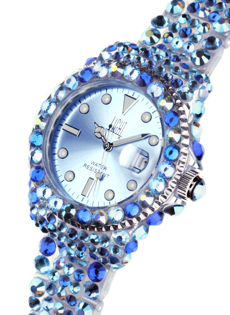 Orologio Light Time Mediterraneo L602Y - orologio donna diametro 39mm, 380 cristalli Preciosa, cassa e bracciale in policarbonato - Laterale
