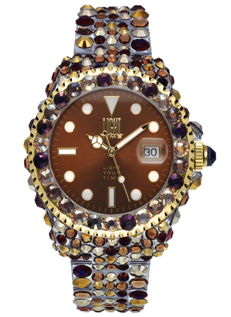 Orologio Light Time Mediterraneo L602Z - orologio donna diametro 39mm, 380 cristalli Preciosa, cassa e bracciale in policarbonato - Frontale