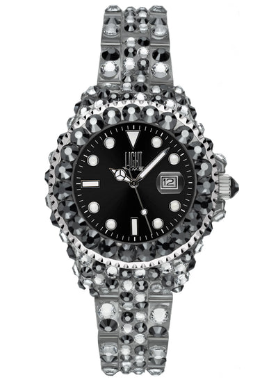 Orologio Light Time Mediterraneo L603C - orologio donna diametro 35mm, 300 cristalli Preciosa, cassa e bracciale in policarbonato - Frontale