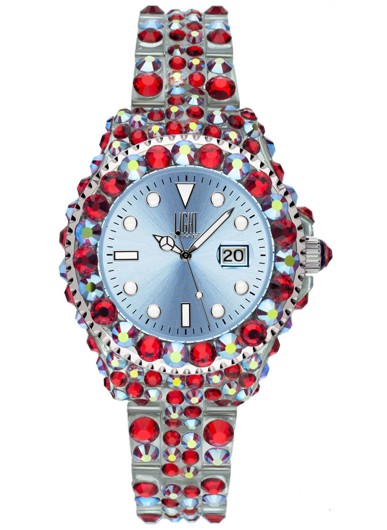 Orologio Light Time Mediterraneo L603E - orologio donna diametro 35mm, 300 cristalli Preciosa, cassa e bracciale in policarbonato - Frontale