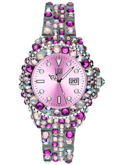 Orologio Light Time Mediterraneo L603F - orologio donna diametro 35mm, 300 cristalli Preciosa, cassa e bracciale in policarbonato - Frontale