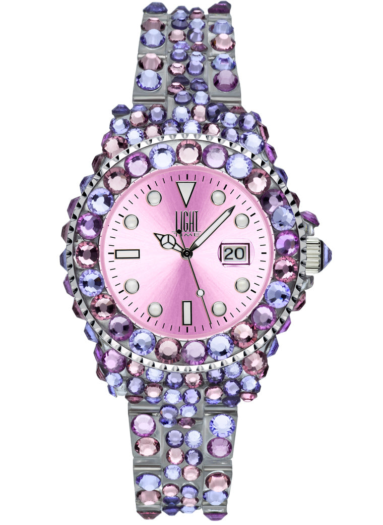 Orologio Light Time Mediterraneo L603G - orologio donna diametro 35mm, 300 cristalli Preciosa, cassa e bracciale in policarbonato - Frontale