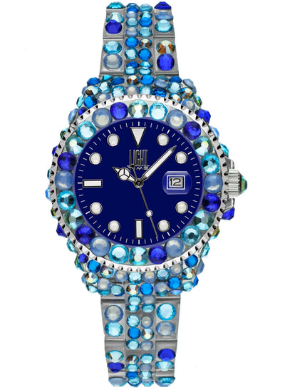 Orologio Light Time Mediterraneo L603I - orologio donna diametro 35mm, 300 cristalli Preciosa, cassa e bracciale in policarbonato - Frontale