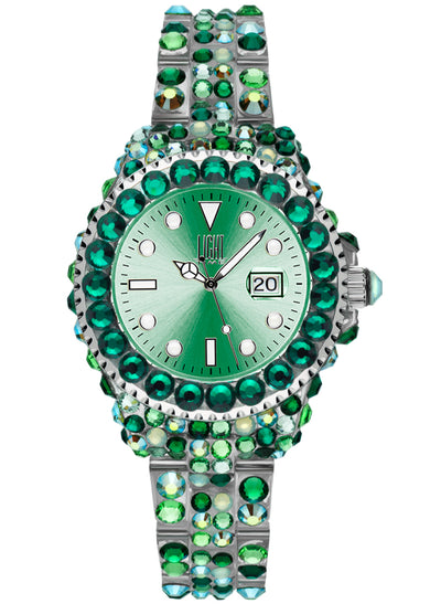 Orologio Light Time Mediterraneo L603M - orologio donna diametro 35mm, 300 cristalli Preciosa, cassa e bracciale in policarbonato - Frontale