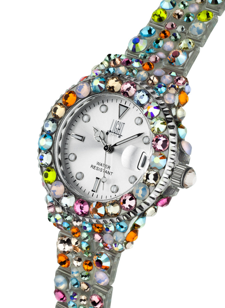 Orologio Light Time Mediterraneo L603N - orologio donna diametro 35mm, 300 cristalli Preciosa, cassa e bracciale in policarbonato - Laterale