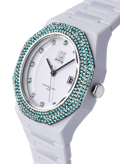 Orologio Light Time Mediterraneo Night L507A-AZ - orologio donna cassa policarbonato, ghiera acciaio con strass, quadrante bianco, diametro 40mm, bracciale policarbonato - Laterale