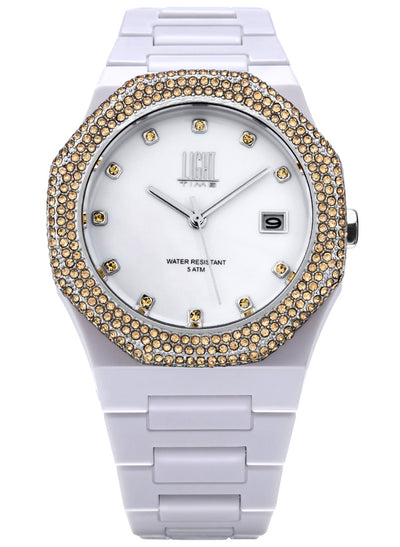 Orologio Light Time Mediterraneo Night L507A-TO - orologio donna cassa policarbonato, ghiera acciaio con strass, quadrante bianco, diametro 40mm, bracciale policarbonato - Frontale