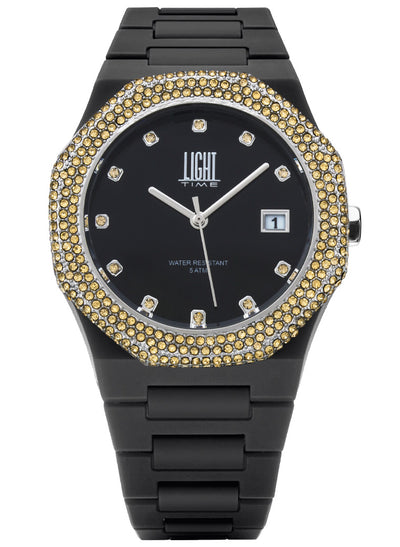 Orologio Light Time Mediterraneo Night L507B-TO - orologio donna cassa policarbonato, ghiera acciaio con strass, quadrante nero, diametro 40mm, bracciale policarbonato - Frontale