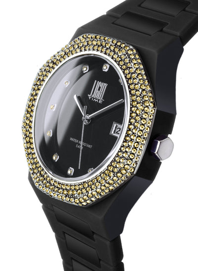 Orologio Light Time Mediterraneo Night L507B-TO - orologio donna cassa policarbonato, ghiera acciaio con strass, quadrante nero, diametro 40mm, bracciale policarbonato - Laterale