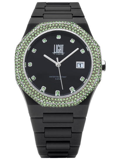 Orologio Light Time Mediterraneo Night L507B-VE - orologio donna cassa policarbonato, ghiera acciaio con strass, quadrante nero, diametro 40mm, bracciale policarbonato - Frontale