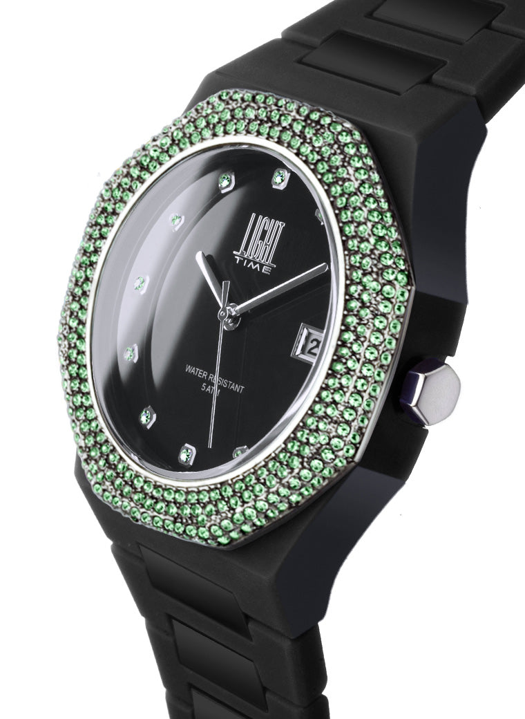 Orologio Light Time Mediterraneo Night L507B-VE - orologio donna cassa policarbonato, ghiera acciaio con strass, quadrante nero, diametro 40mm, bracciale policarbonato - Laterale