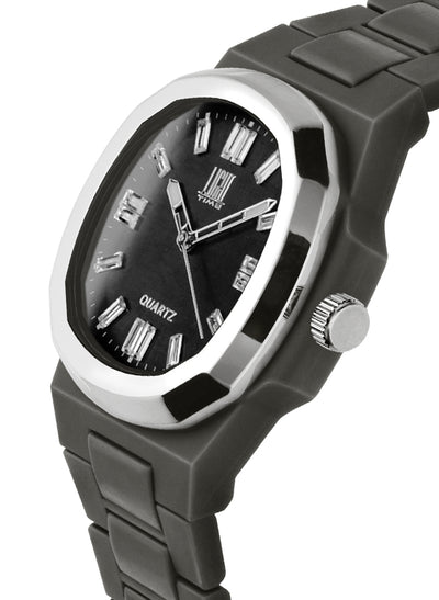 Orologio Light Time New Velvet Cristal L515S-NE-NE - Quarzo Miyota, cassa policarbonato nero, ghiera acciaio, quadrante nero con cristalli, 38x42mm - Laterale