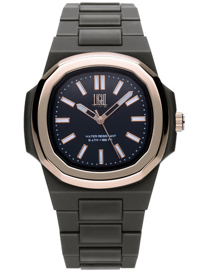 Orologio Light Time New Velvet L514R-NE-NE - Quarzo Miyota, cassa policarbonato nero, ghiera acciaio rosè, quadrante nero, 38x42mm - Frontale