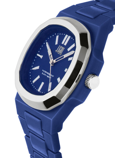 Orologio Light Time New Velvet L514S-BL-BL - Quarzo Miyota, cassa policarbonato blu, ghiera acciaio, quadrante blu, 38x42mm - Laterale