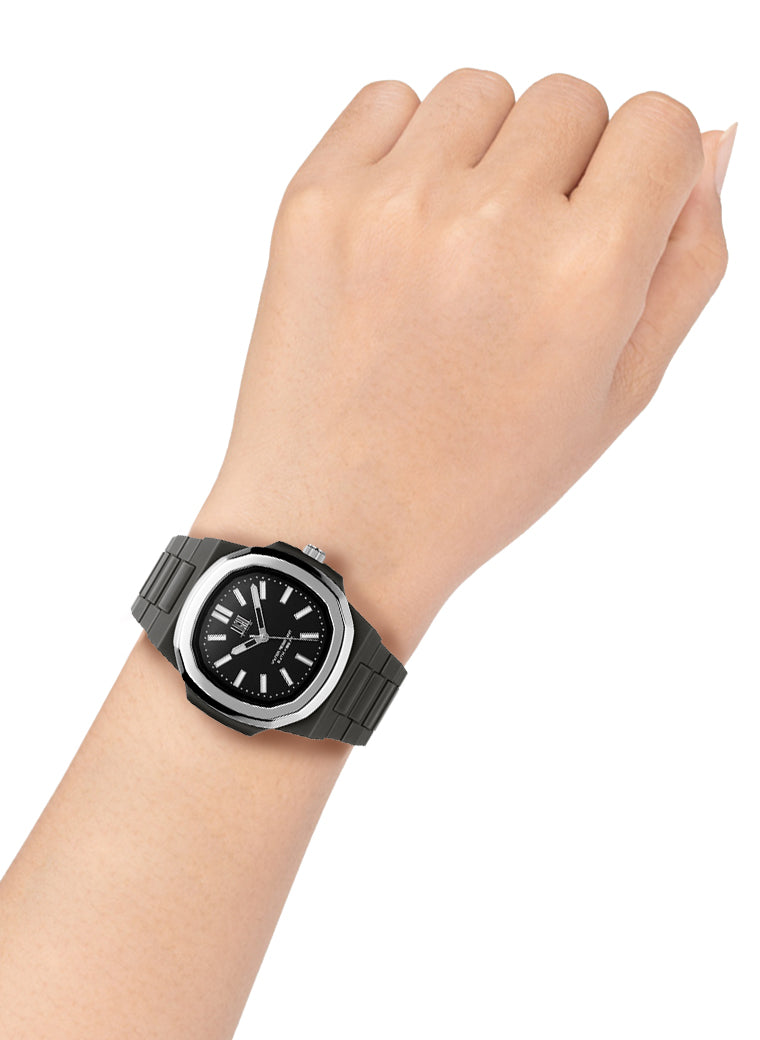 Orologio Light Time New Velvet L514S-NE-NE - Quarzo Miyota, cassa policarbonato nero, ghiera acciaio, quadrante nero, 38x42mm - Dettaglio