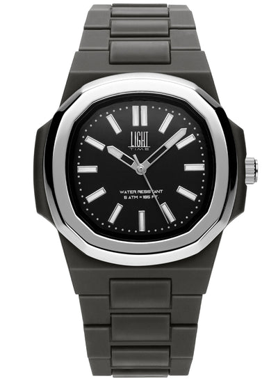 Orologio Light Time New Velvet L514S-NE-NE - Quarzo Miyota, cassa policarbonato nero, ghiera acciaio, quadrante nero, 38x42mm - Frontale
