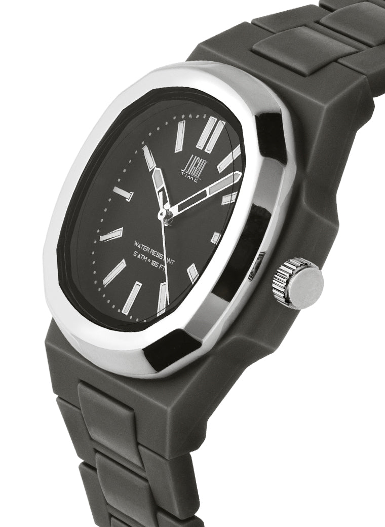 Orologio Light Time New Velvet L514S-NE-NE - Quarzo Miyota, cassa policarbonato nero, ghiera acciaio, quadrante nero, 38x42mm - Laterale