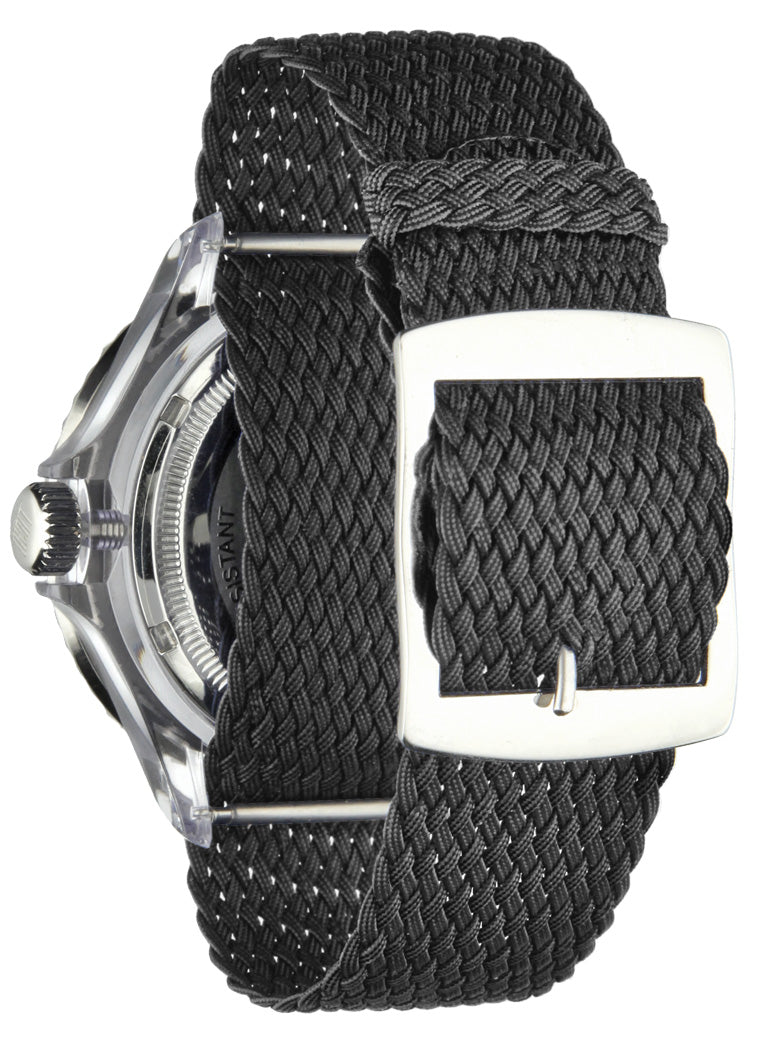 Orologio Light Time The First L217BN - Quarzo Miyota, cassa policarbonato, cinturino perlon, ghiera nera, datario, 44mm, 5ATM - Dettaglio