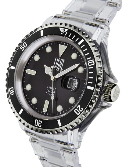 Orologio Light Time The First L217B - Quarzo Miyota, cassa e bracciale policarbonato, ghiera nera, datario, 44mm, 5ATM - Laterale
