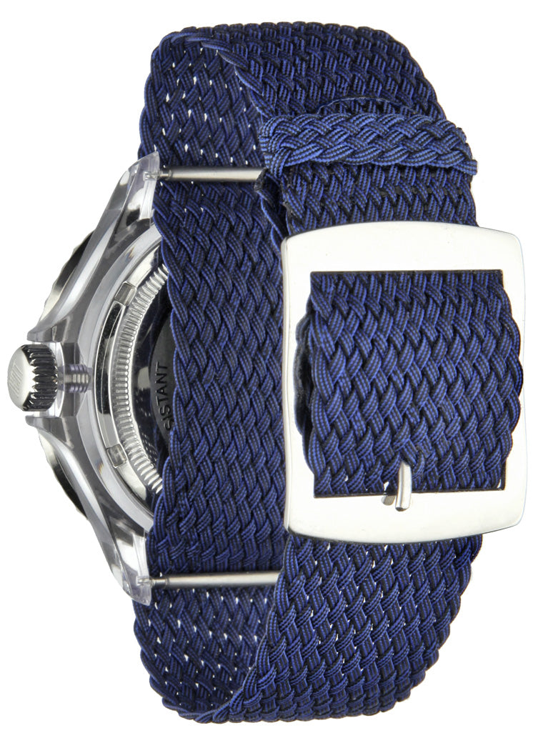 Orologio Light Time The First L217CN - Quarzo Miyota, cassa policarbonato, cinturino perlon, ghiera blu, datario, 44mm, 5ATM - Dettaglio