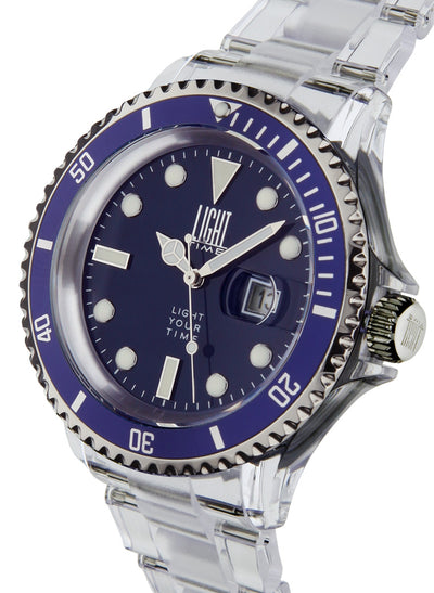 Orologio Light Time The First L217C - Quarzo Miyota, cassa e bracciale policarbonato, ghiera blu, datario, 44mm, 5ATM - Laterale