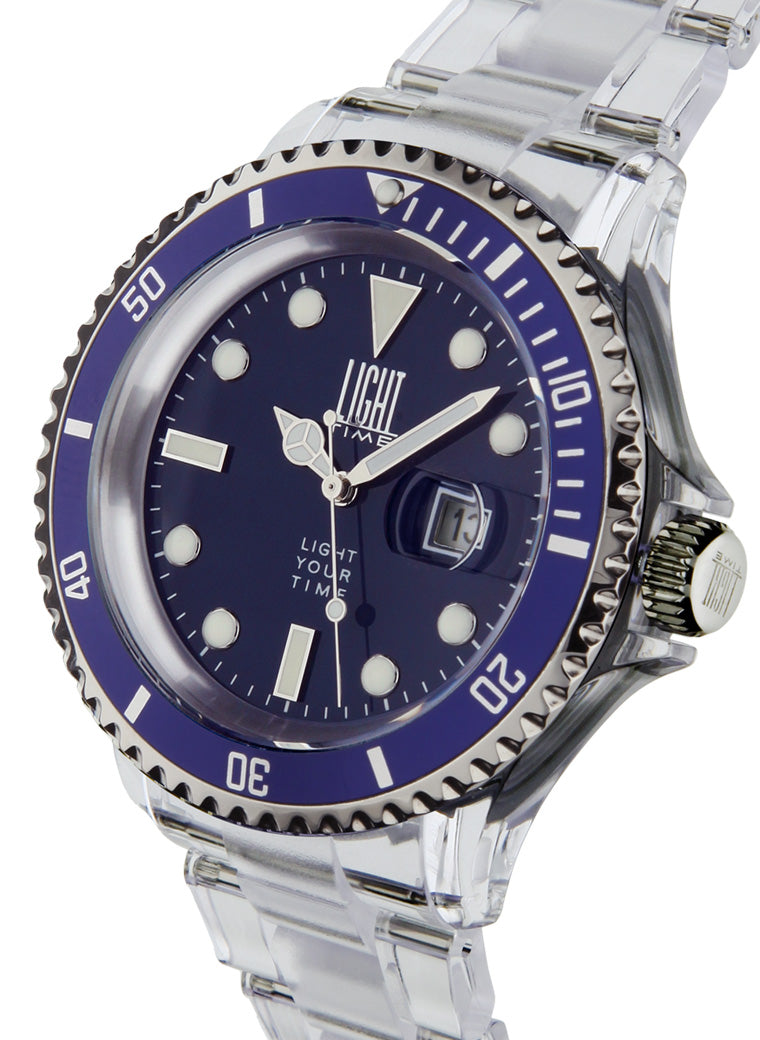 Orologio Light Time The First L217C - Quarzo Miyota, cassa e bracciale policarbonato, ghiera blu, datario, 44mm, 5ATM - Laterale
