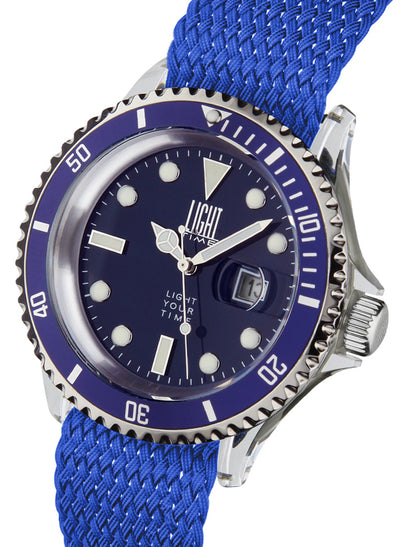 Orologio Light Time The First L217GN - Quarzo Miyota, cassa policarbonato, cinturino perlon, ghiera nera, datario, 44mm, 5ATM - Laterale