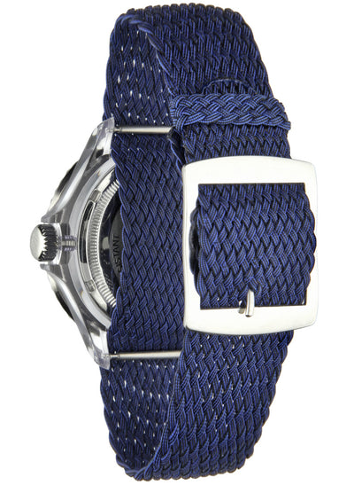 Orologio Light Time The First L218CN - Quarzo Miyota, cassa policarbonato, cinturino perlon, ghiera blu, datario, 38mm, 5ATM - Dettaglio